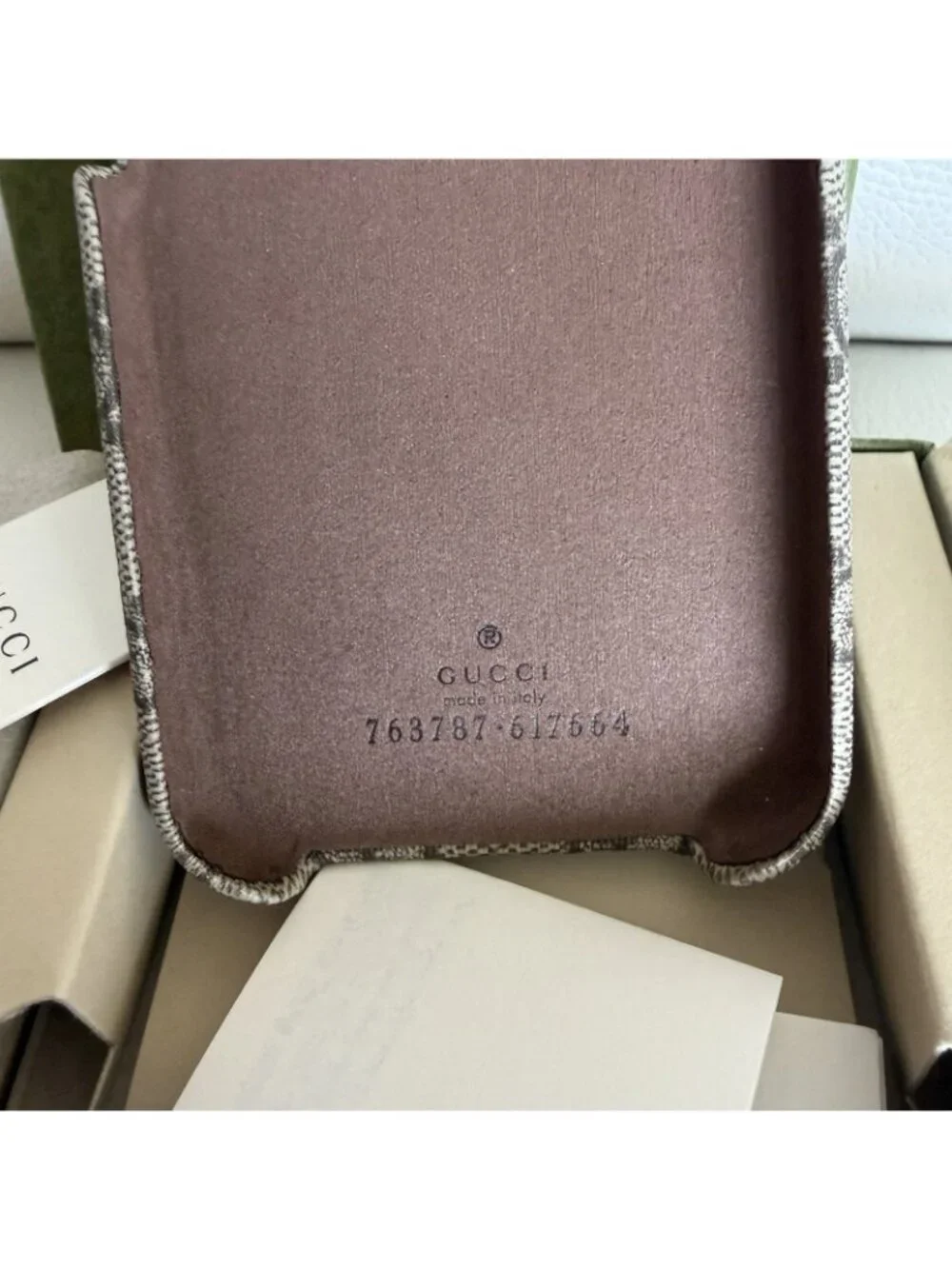 New GUCCI iPhone 15 case Ophidia Supreme Brown GG Logo W/ Box